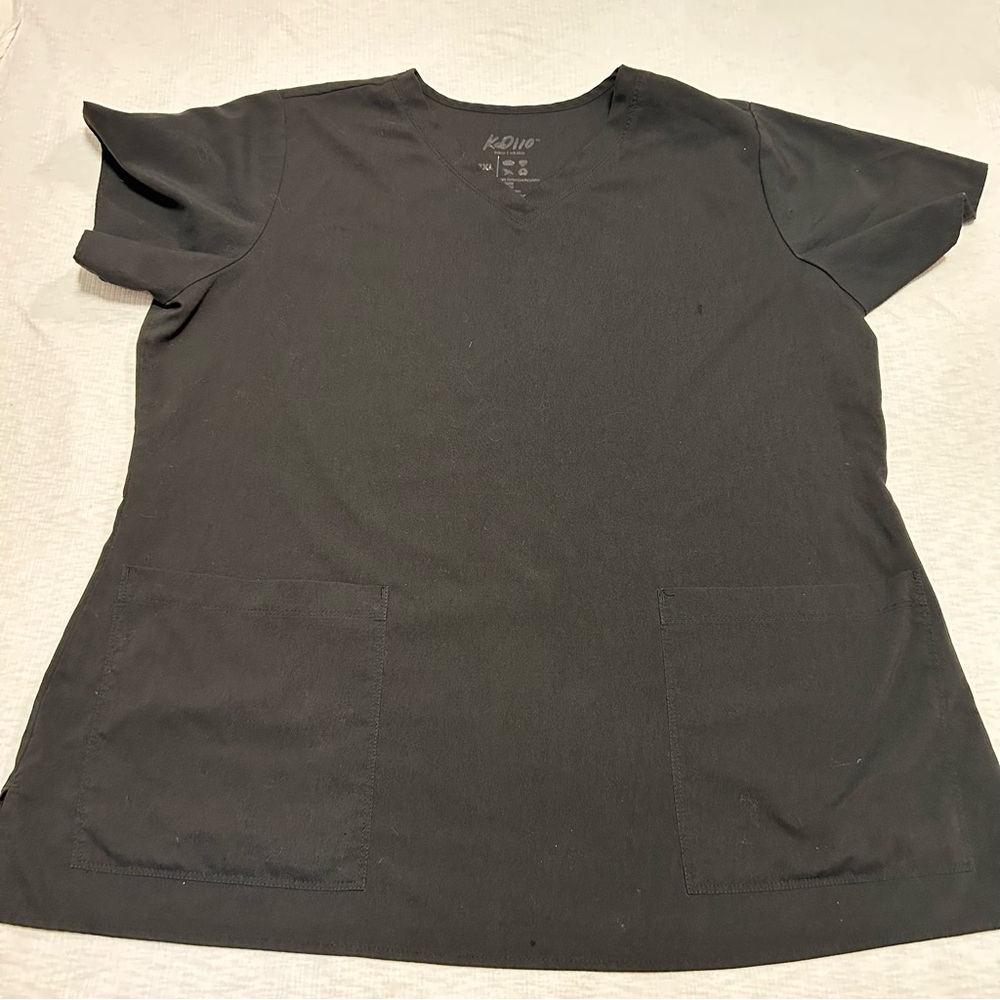 Koi Scrub Top 2X Black Pockets Short Sleeve Plus Size